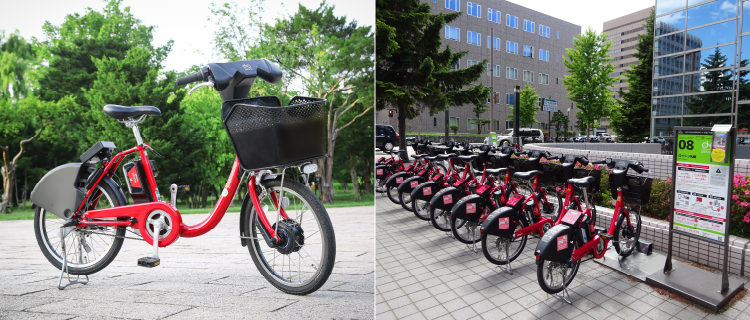 ブリヂストン製の電動アシスト車350台と工事不要で簡単に設置できるポートイメージ